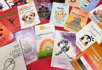 Collection of student made books written in different languages