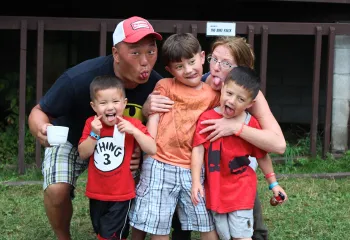 Family making funny faces