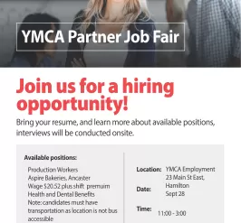 Flyer for Aspire Bakeries Job Fair in Hamilton Ontario