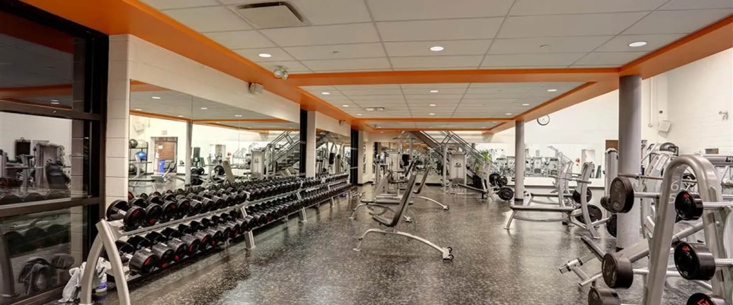 Free weights and strength training area