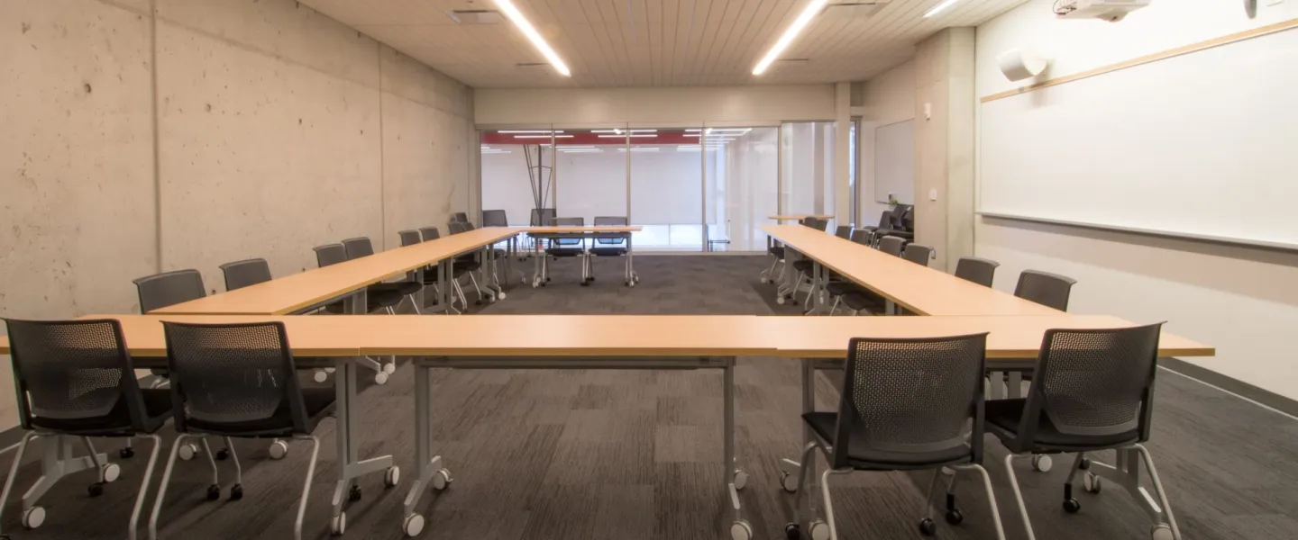 Meeting space with tables and chairs