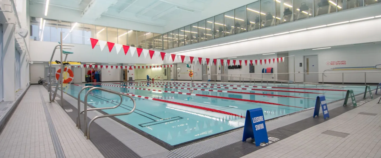 Pool with lane ropes 