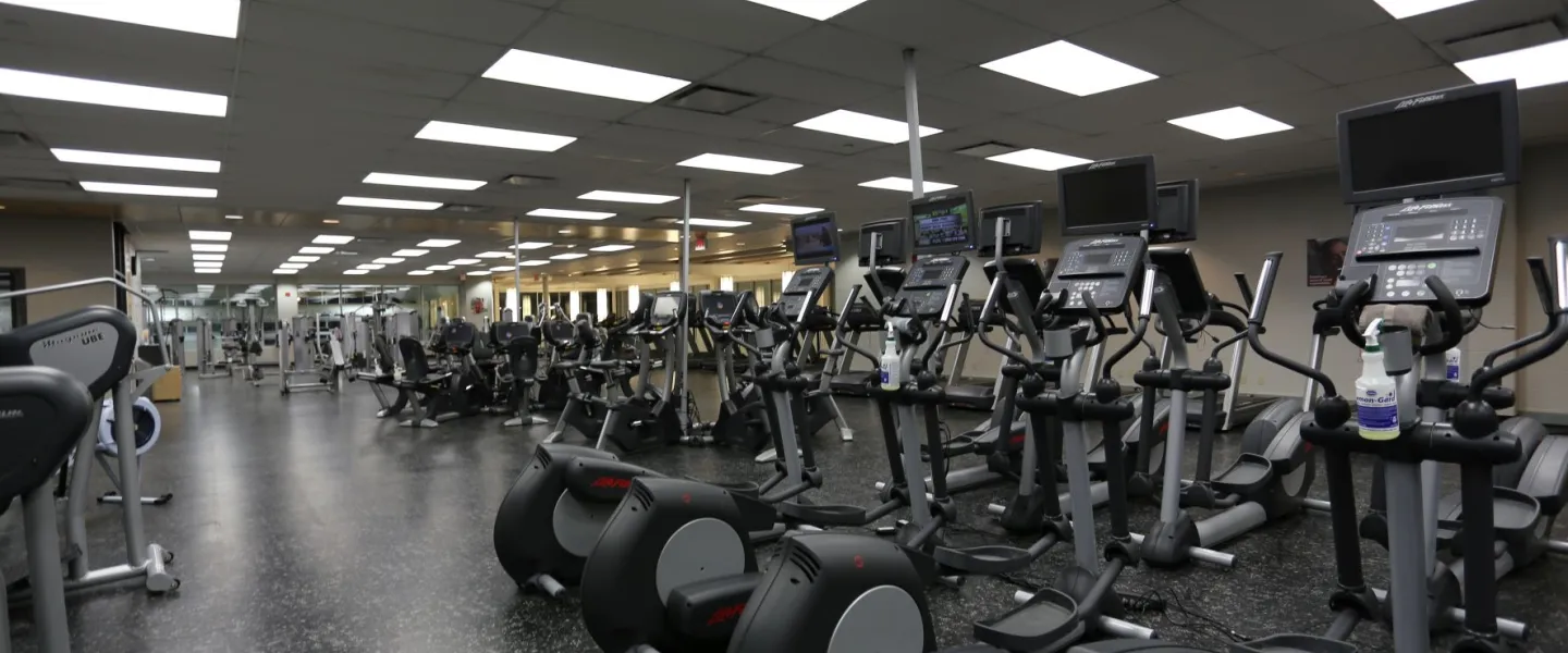 Rows of cardio equipment