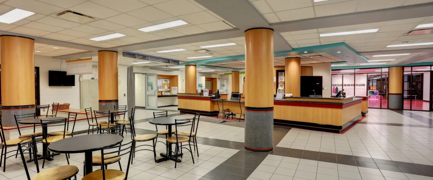 Lobby membership desk and seating area