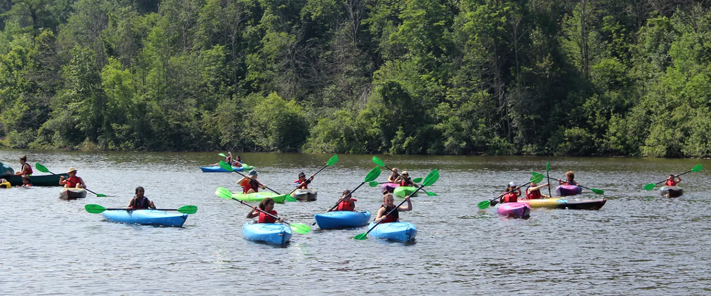 Group of campers in kayaks