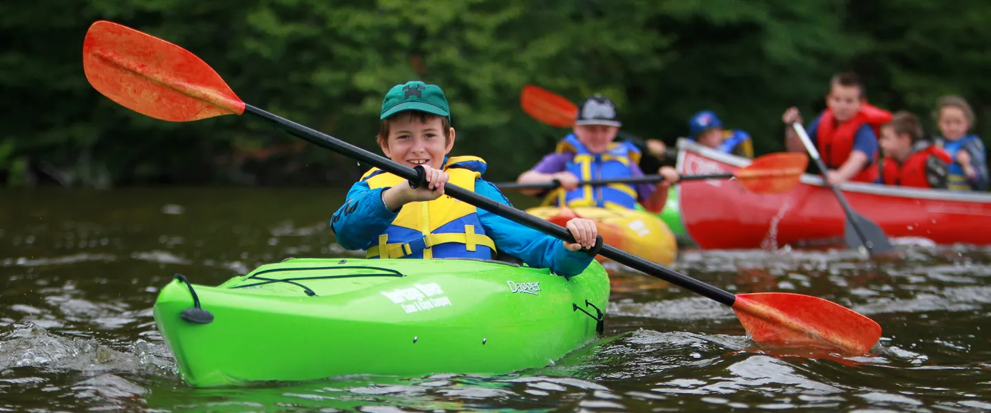 Group of campers in kayaks