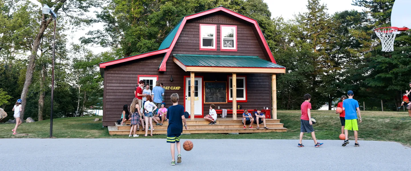 Day Camp children playing basketball