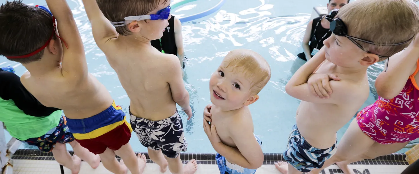 Group of swimmers participating in swim lessons