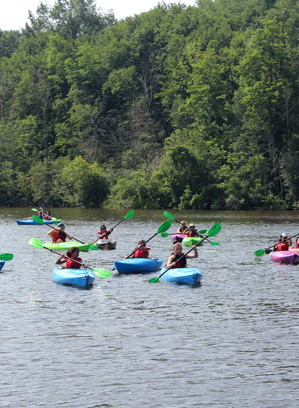 Group of campers in kayaks