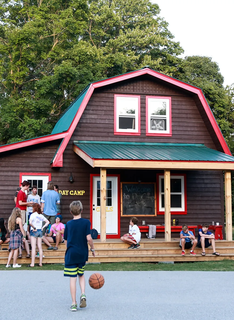 Day Camp children playing basketball
