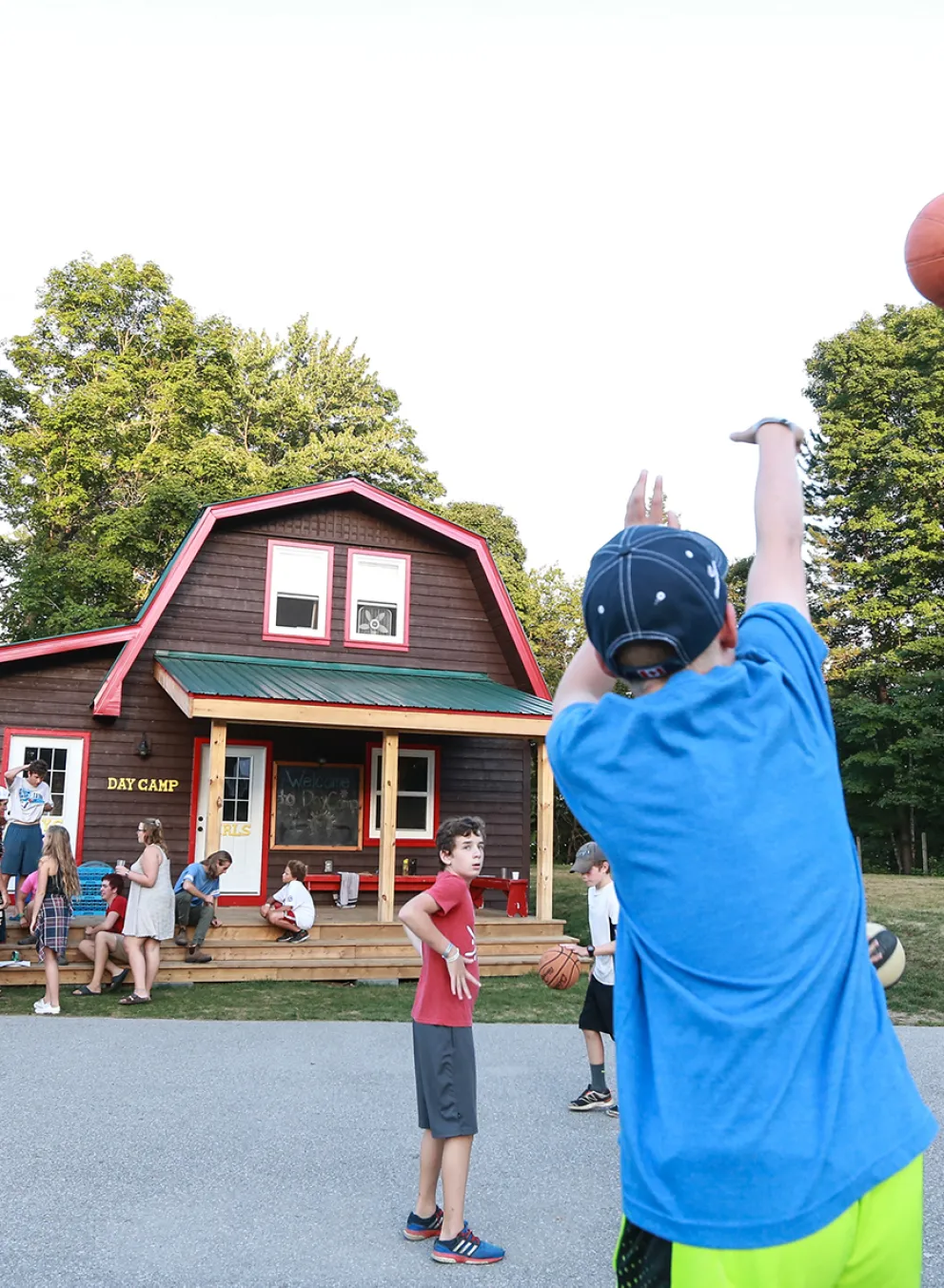 Day Camp children playing basketball
