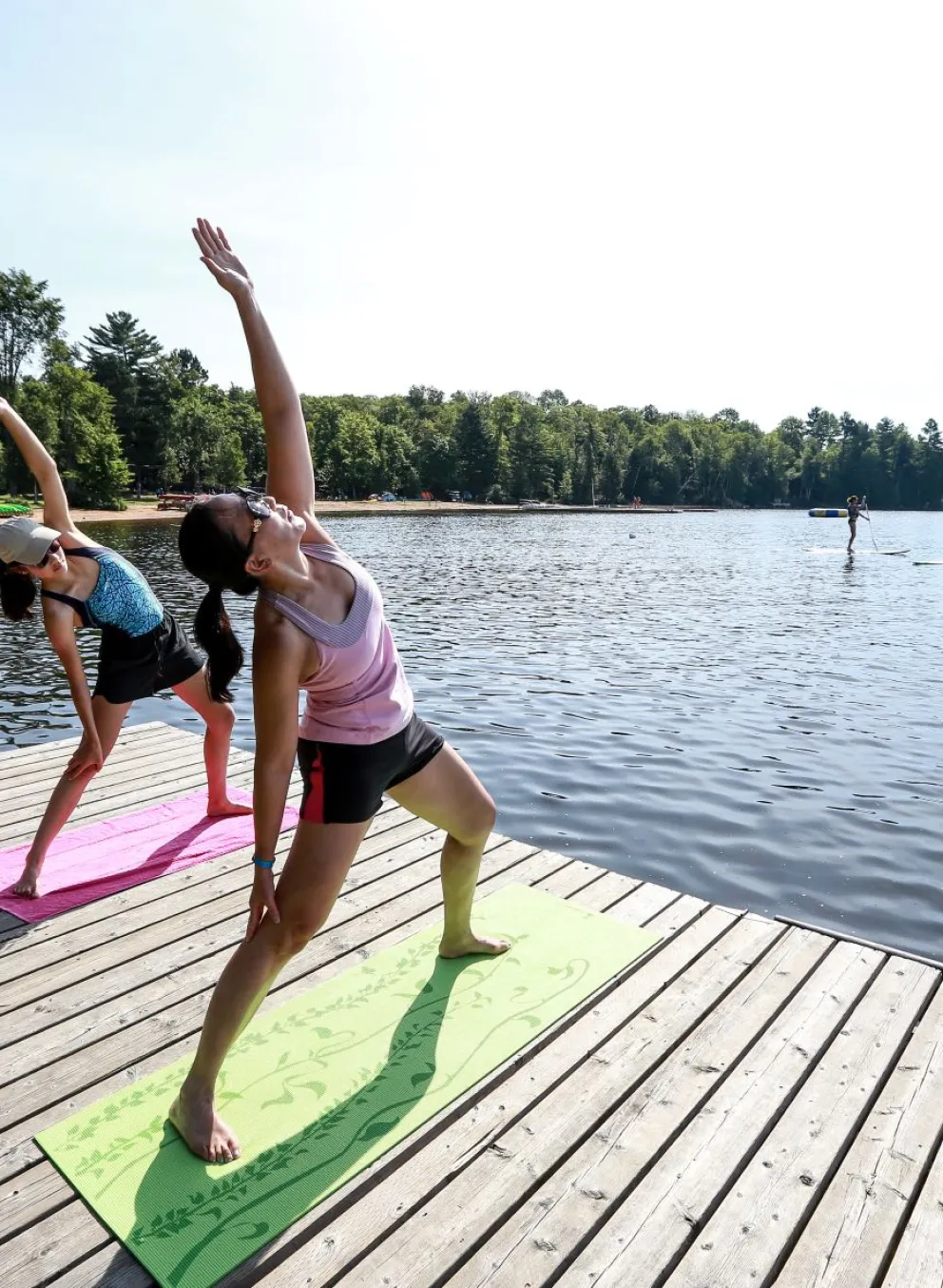 People Stretching on Dock at YMCA Wanakita