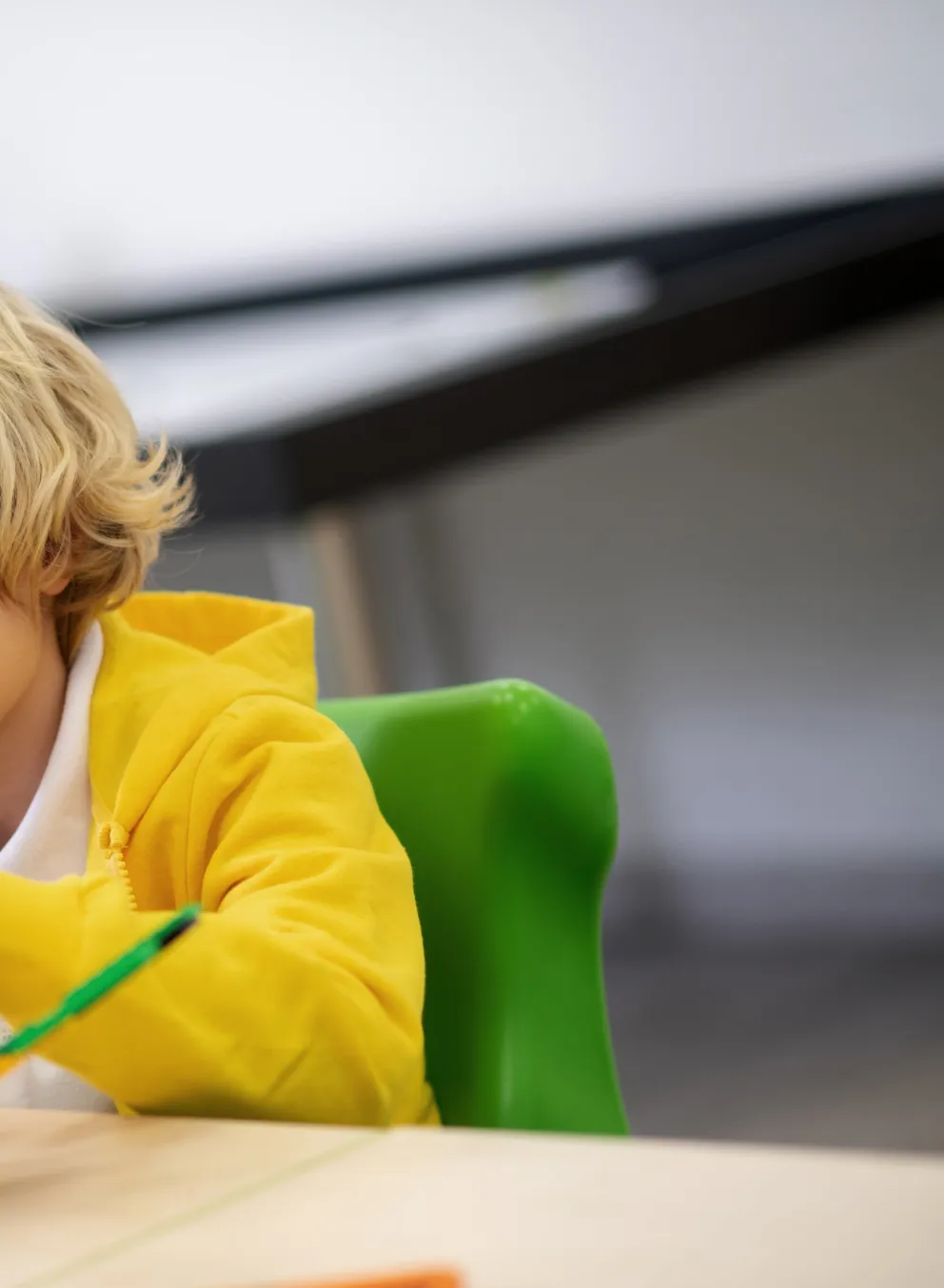 Male child building a toy structure