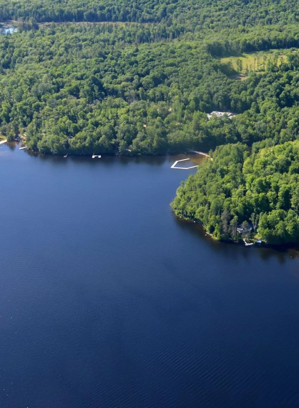 Aerial image of Koshlong Lake and YMCA Wanakita
