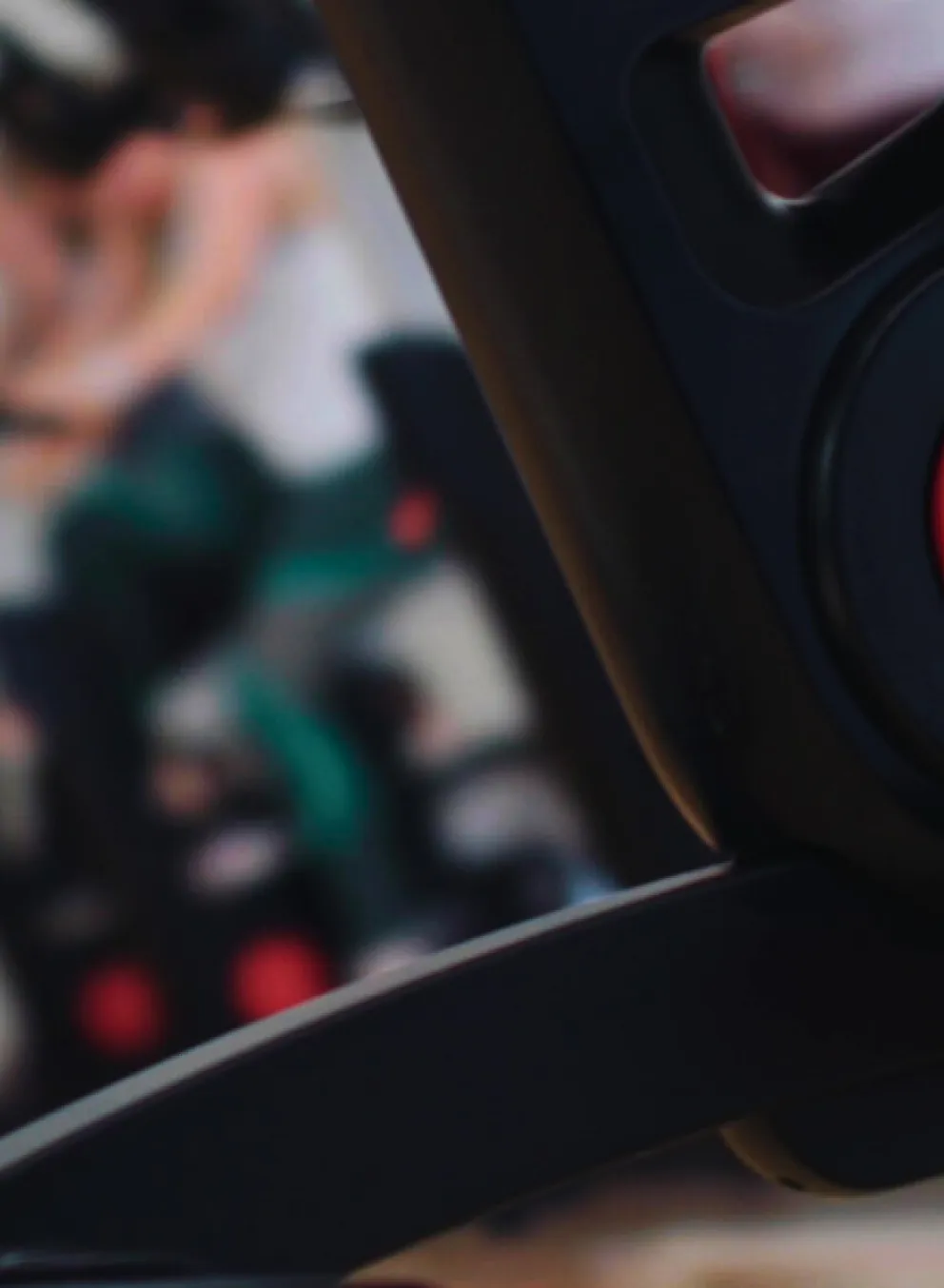 Group ridng on bikes at gym