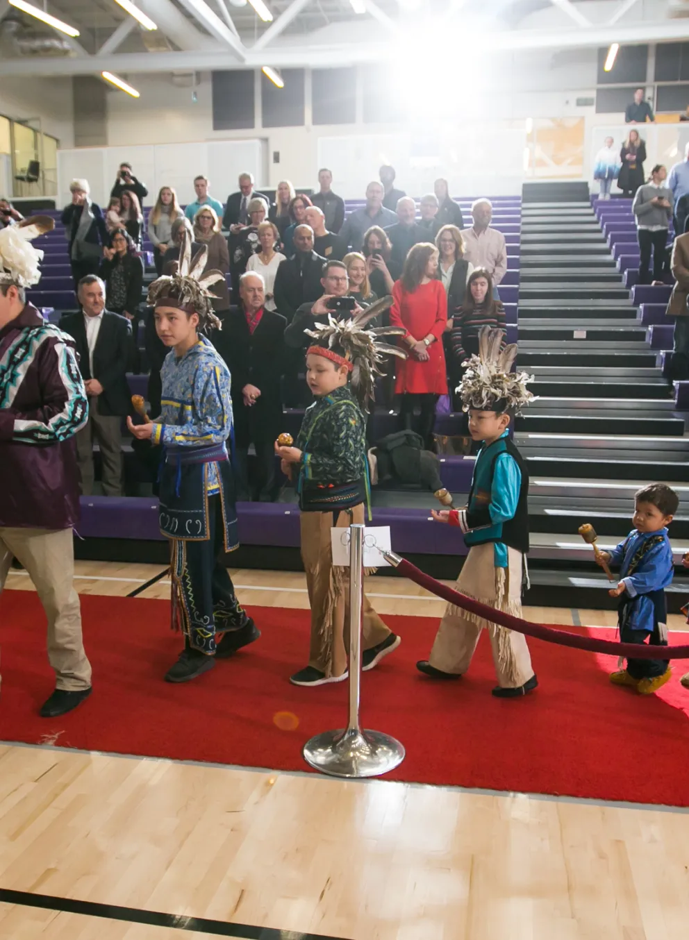 Indigenous family dancing on at Laurier Brantford YMCA opening