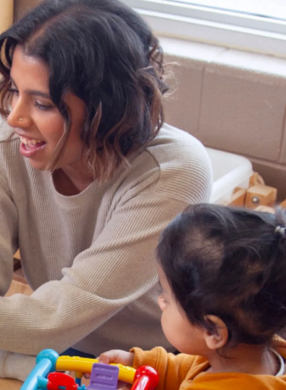 Woman with kids in a child care setting