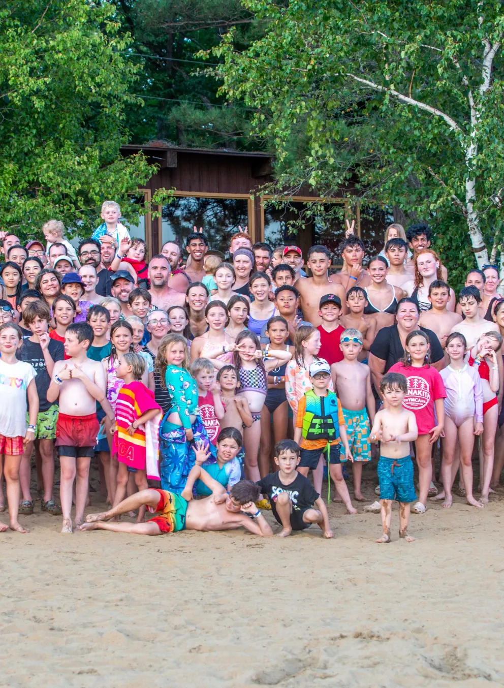 Group picture of Family Campers on the beach