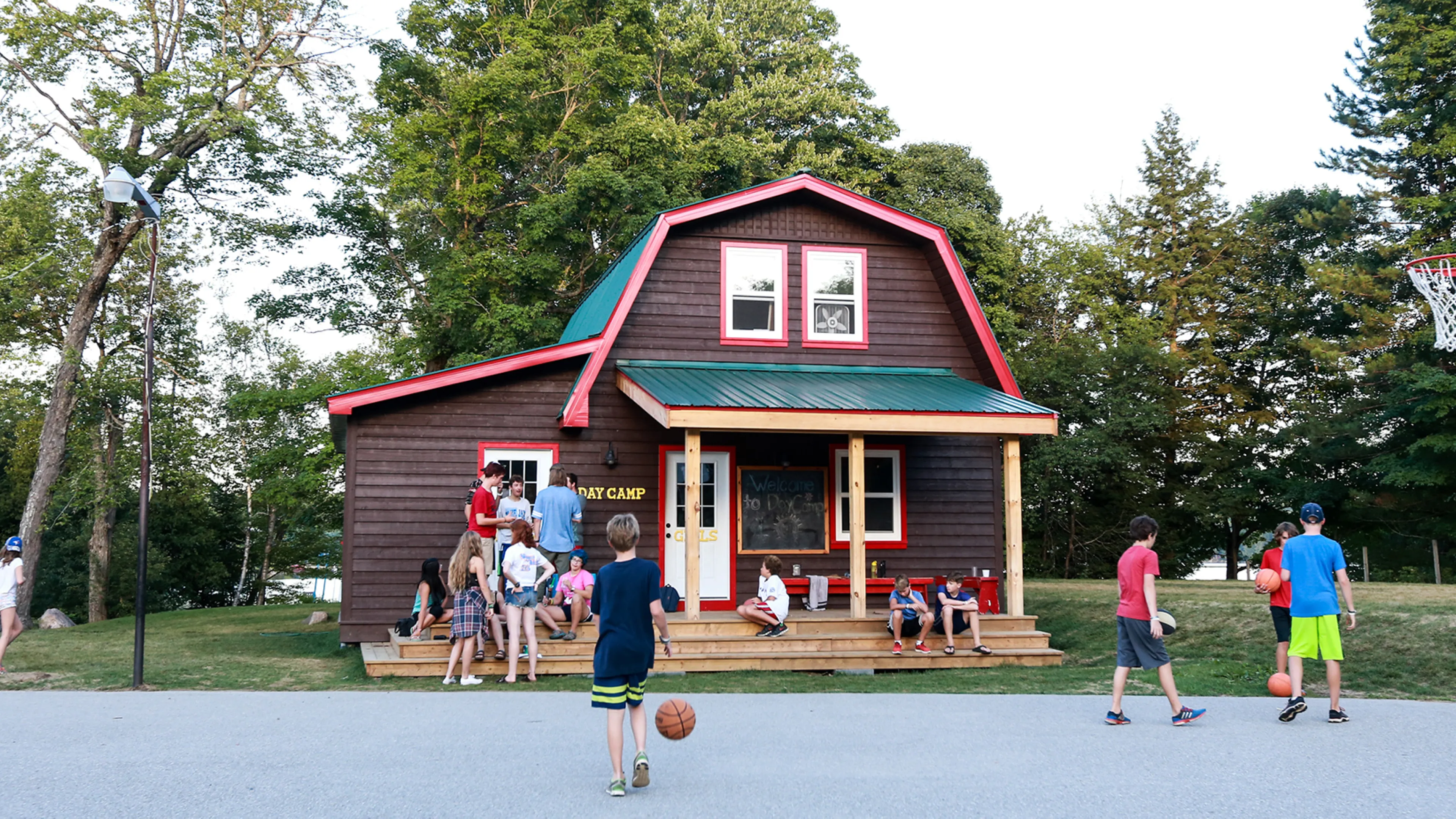 Day Camp children playing basketball