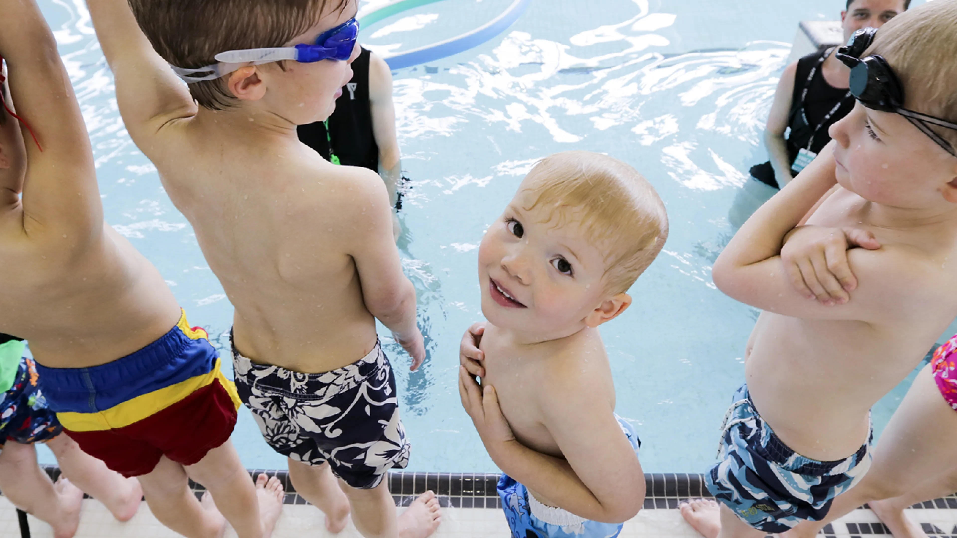 Group of swimmers participating in swim lessons
