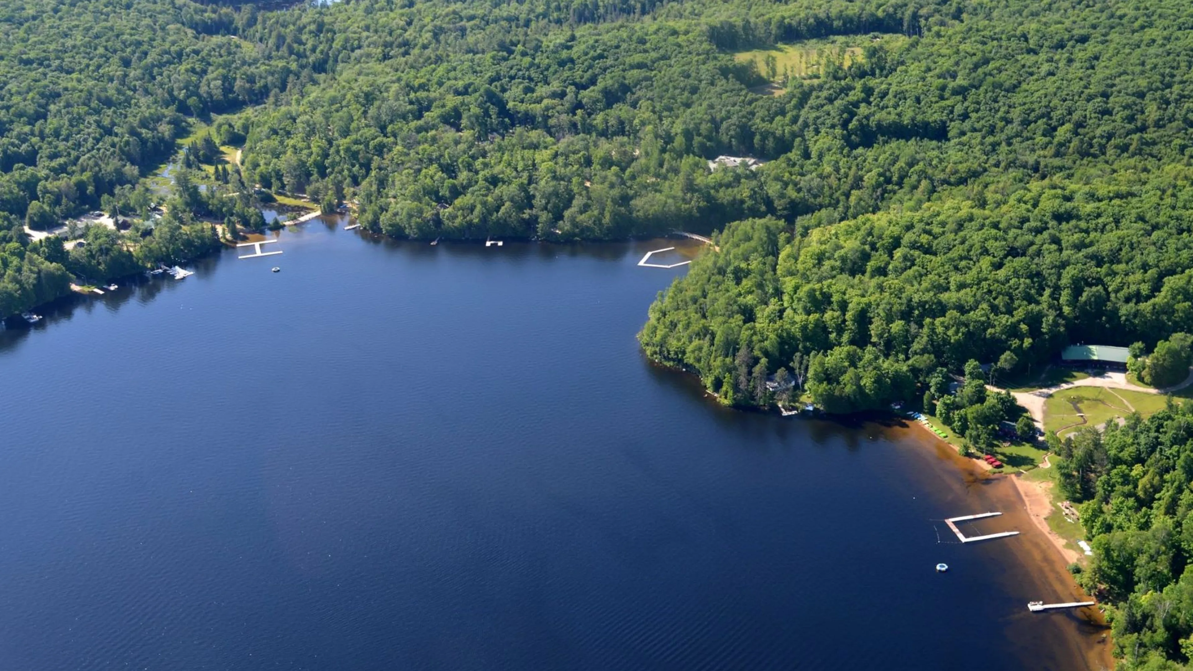 Aerial image of Koshlong Lake and YMCA Wanakita