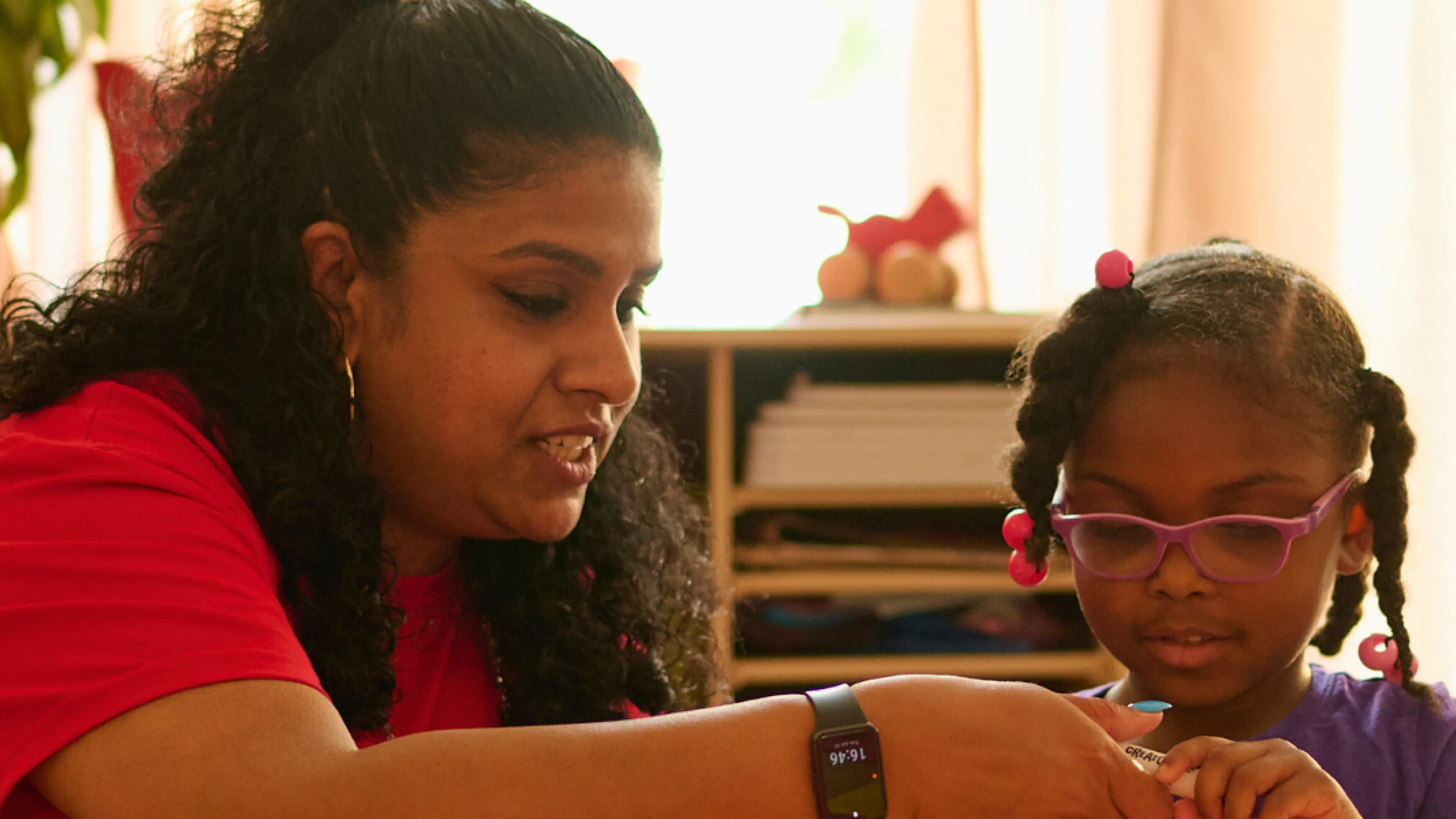 Individual taking care of child