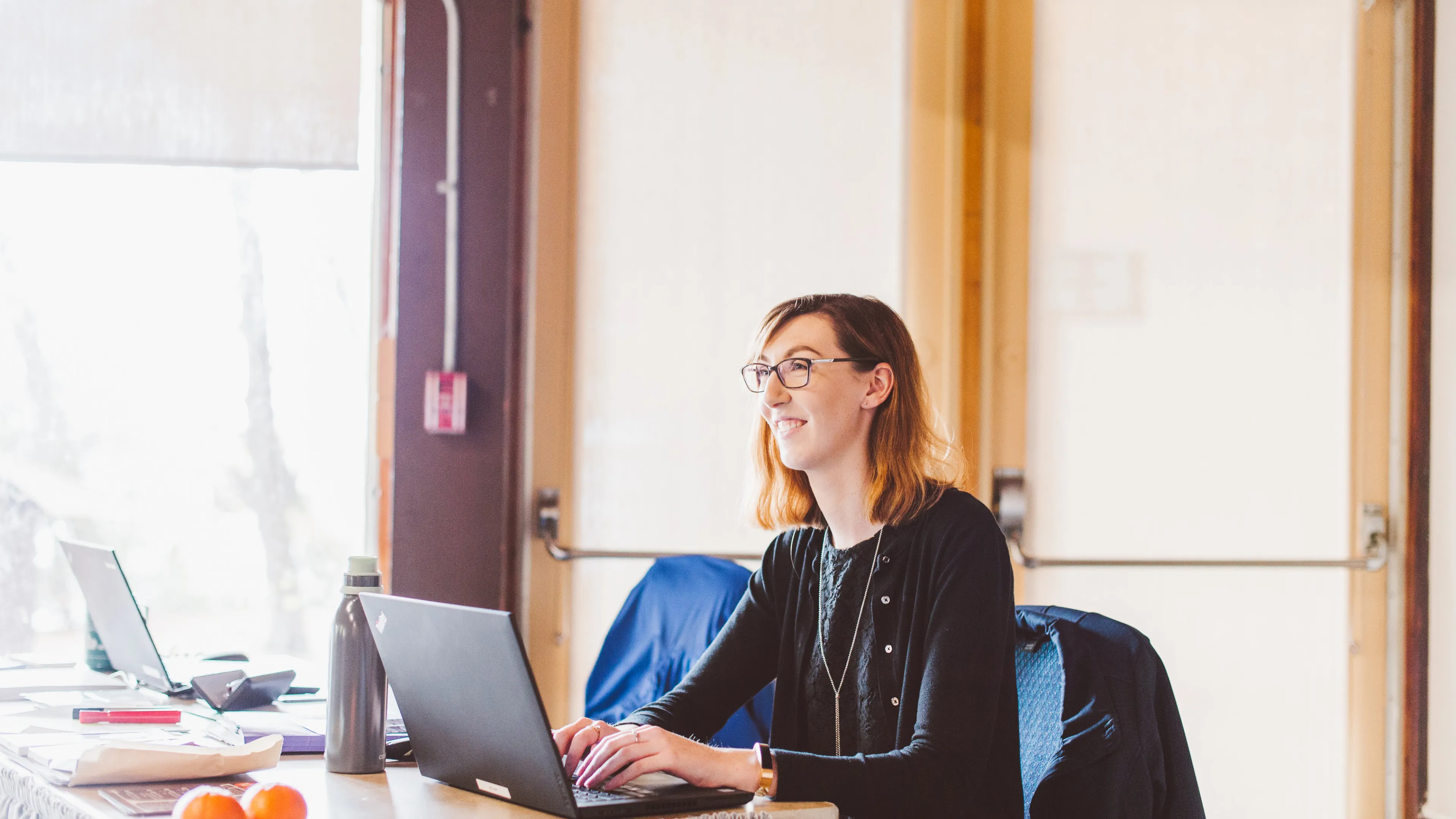 Girl typing on computer