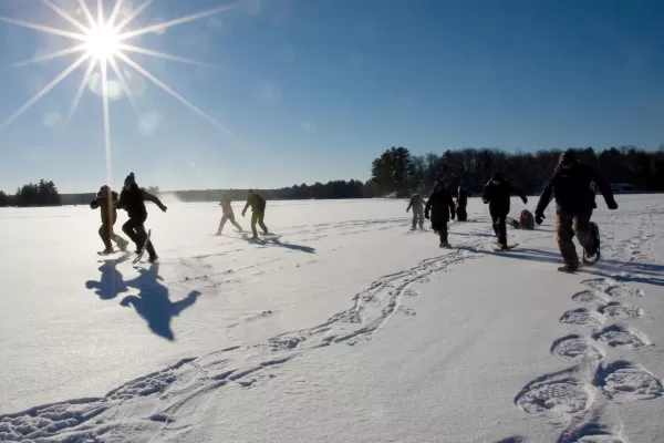 People running in snow