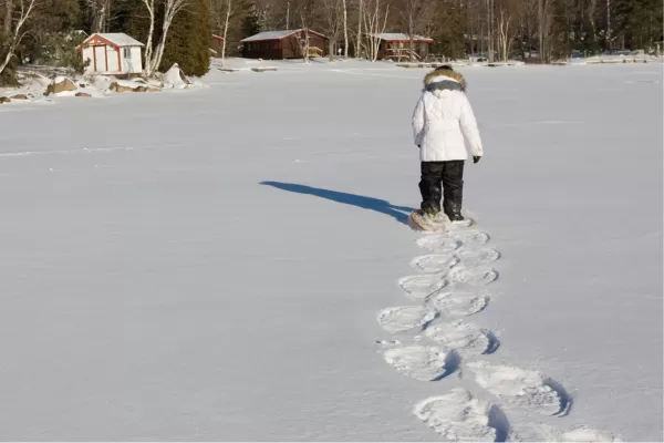 Women walking in snow