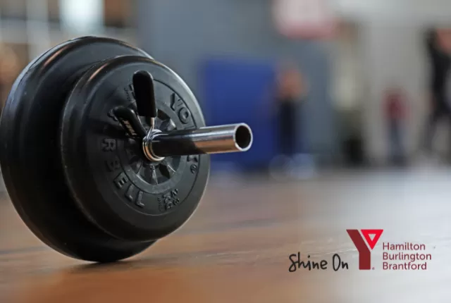 barbell with YMCA logo