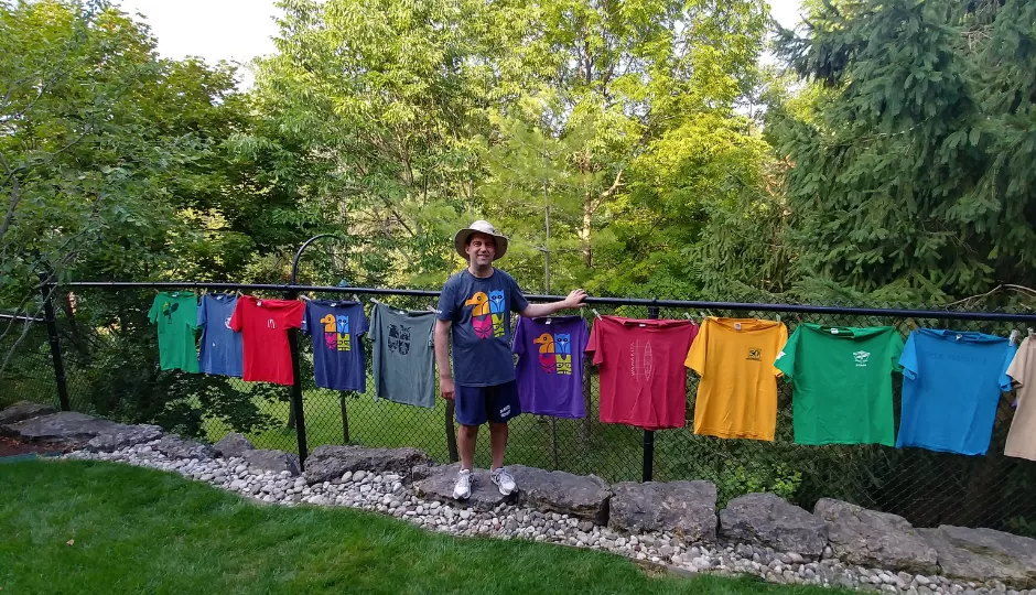 Matt Fox with his Wanakita staff and camp shirts