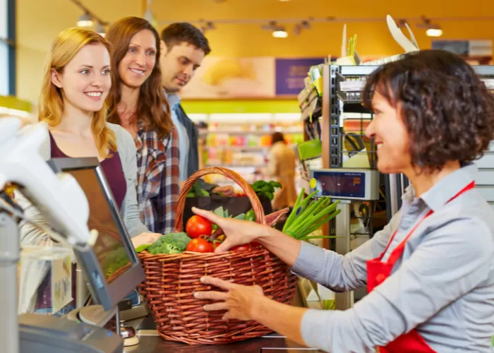 Grocery store checkout line