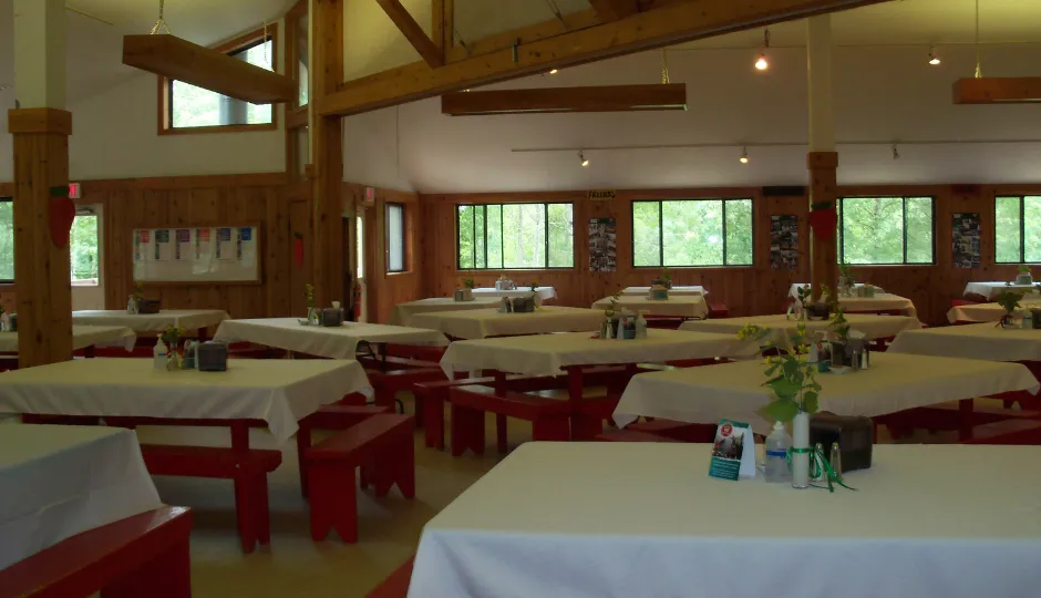 tables with white tablecloths