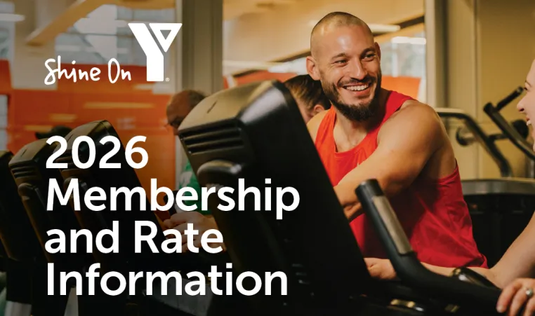man on eliptical with words saying 2026 Membership and Rate Information