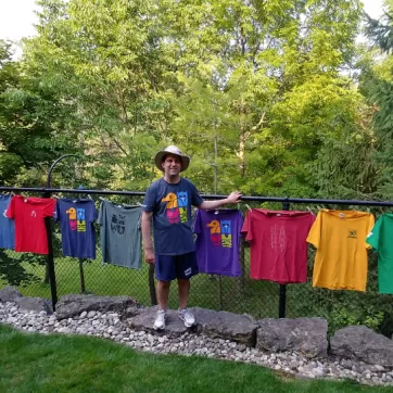 Matt Fox with his Wanakita staff and camp shirts