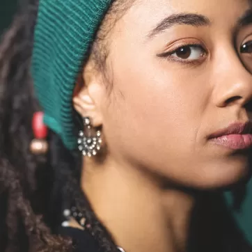 side profile of a young woman