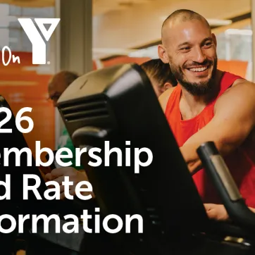 man on eliptical with words saying 2026 Membership and Rate Information