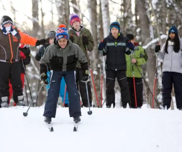 Youth boy cross country skiing