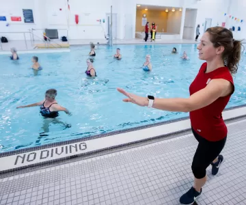 Staff on deck instructing Aquafit class