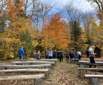 Group standing on site tour