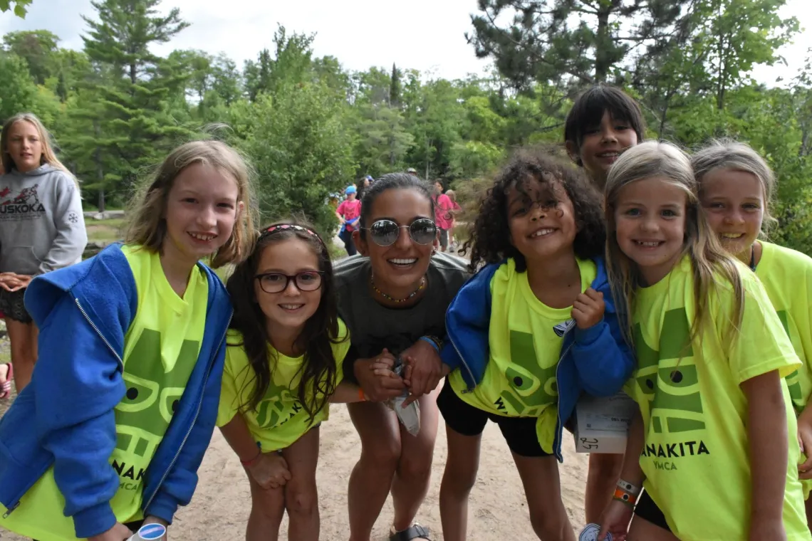 Group of campers with counsellor