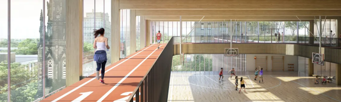 Inside rendering of new Hamilton Downtown YMCA