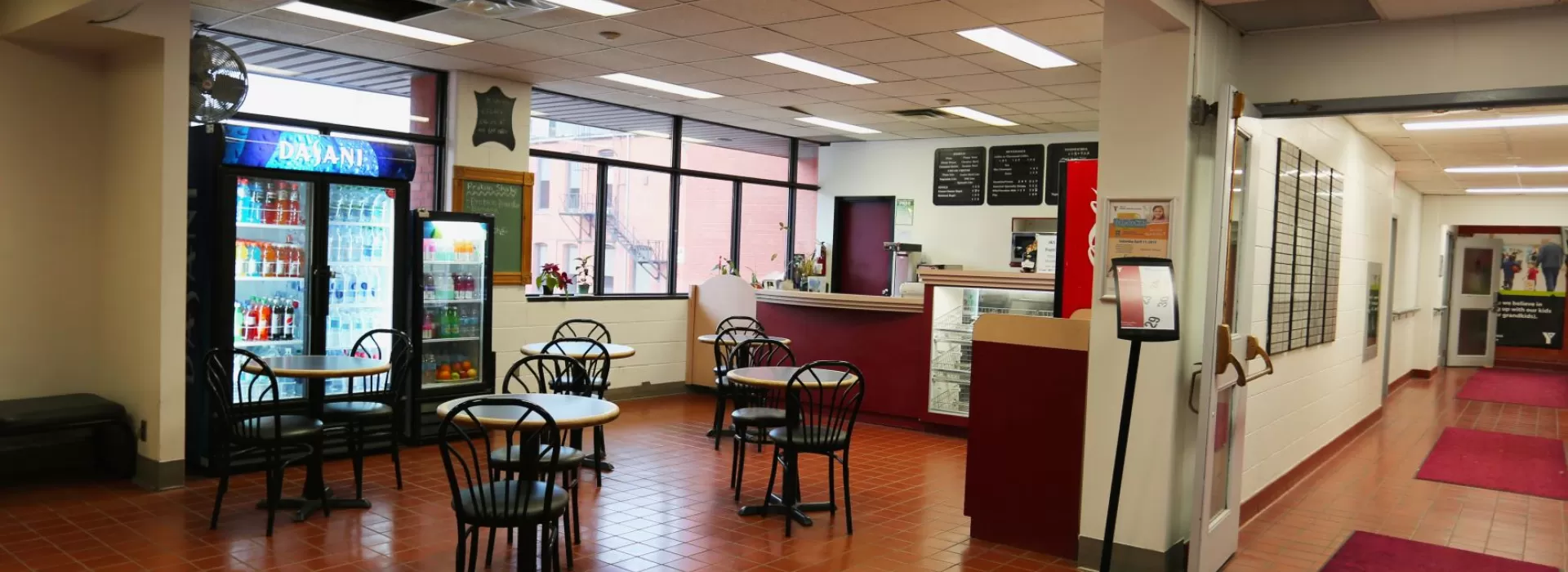 Cafe seating at the Hamilton Downtown Family YMCA