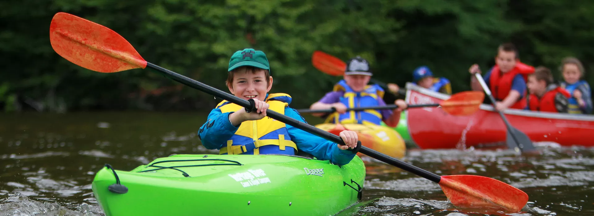 Group of campers in kayaks