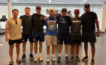 brantford red sox players at Laurier Brantford YMCA fitness centre