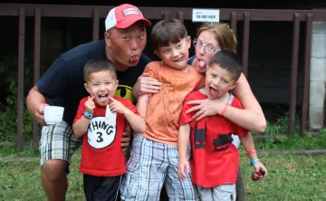 Family making funny faces